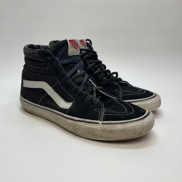 Vans High Top Shoes Women's Sz 9.5 / Men 8 US Sneaker Sk8-Hi Canvas Black White - Picture 1 of 14